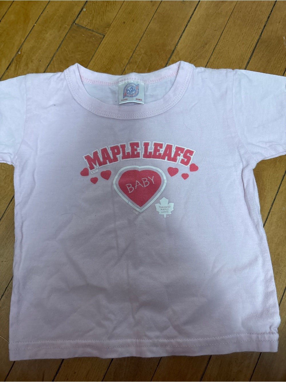 Vintage CGW Authentic Sportswear Toronto Maple Leafs Baby Pink Tee Size 24M